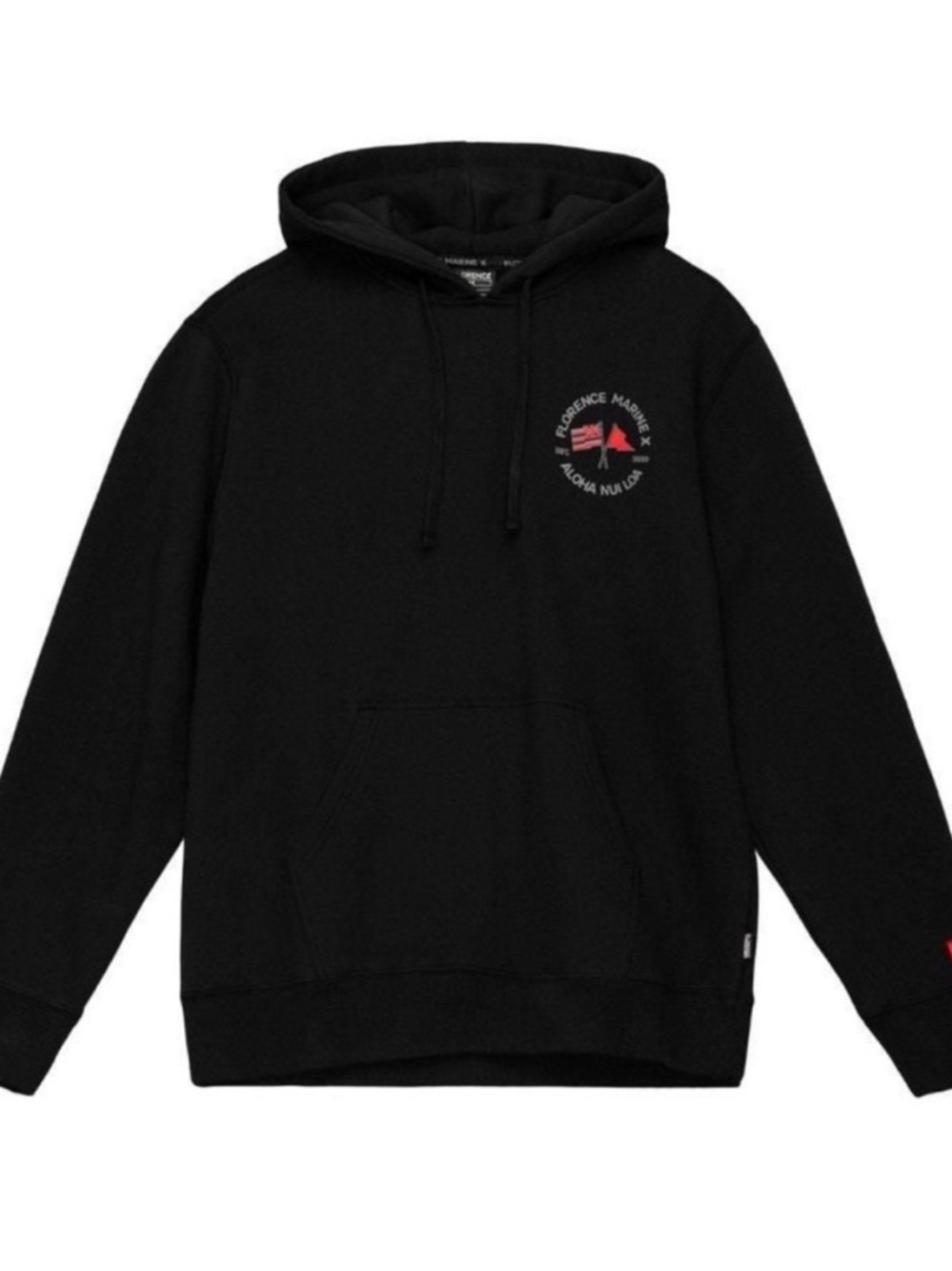 Florence x Marine Black Hooded Pullover Sweatshirt. Size Large.